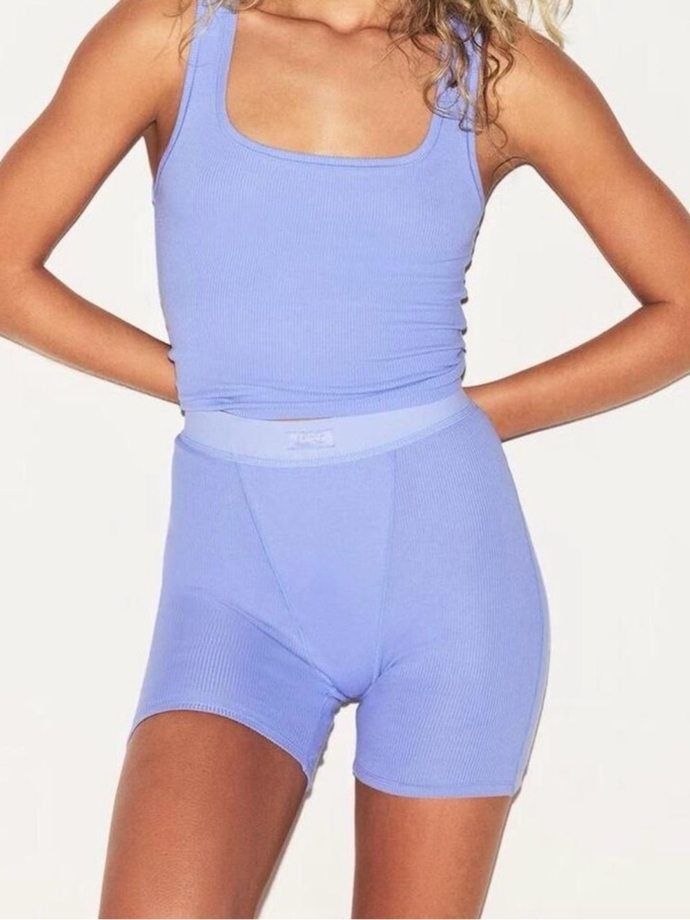 NWOT Women’s Skims Cotton Rib Boxer Shorts Blue Violet